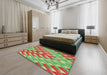 Patterned Red Novelty Rug in a Bedroom, pat734