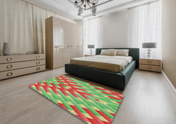 Patterned Red Novelty Rug in a Bedroom, pat734