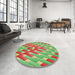 Round Patterned Red Novelty Rug in a Office, pat734