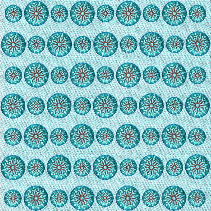 Round Patterned Blue Rug, pat735lblu