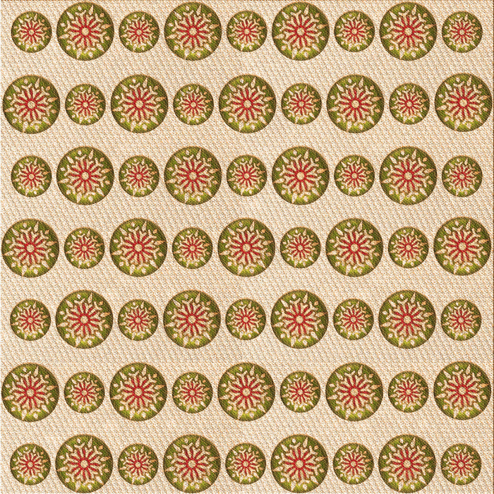 Round Patterned Khaki Gold Rug, pat735org