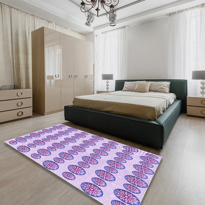 Patterned Blossom Pink Rug in a Bedroom, pat735pur
