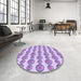 Round Patterned Blossom Pink Rug in a Office, pat735pur