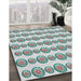 Patterned Grayish Turquoise Green Novelty Rug in Family Room, pat735