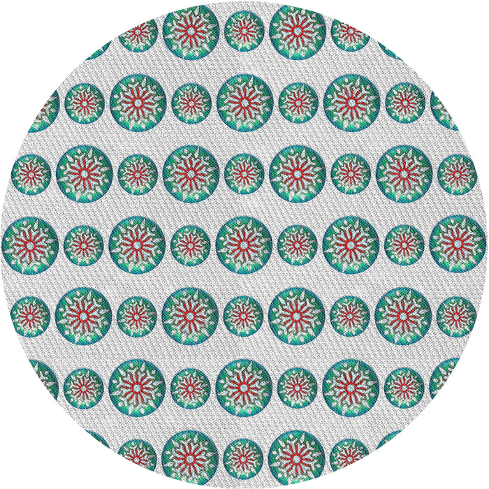 Sideview of Patterned Grayish Turquoise Green Novelty Rug, pat735