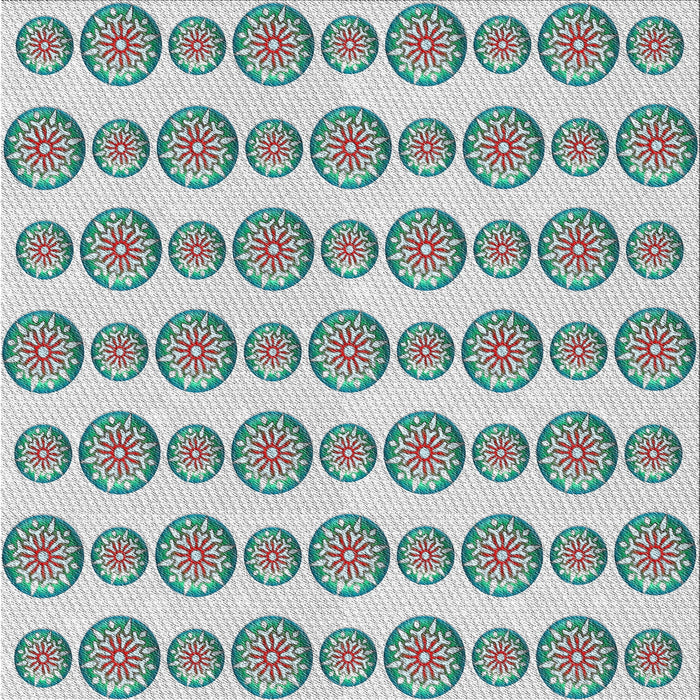 Square Patterned Grayish Turquoise Green Novelty Rug, pat735