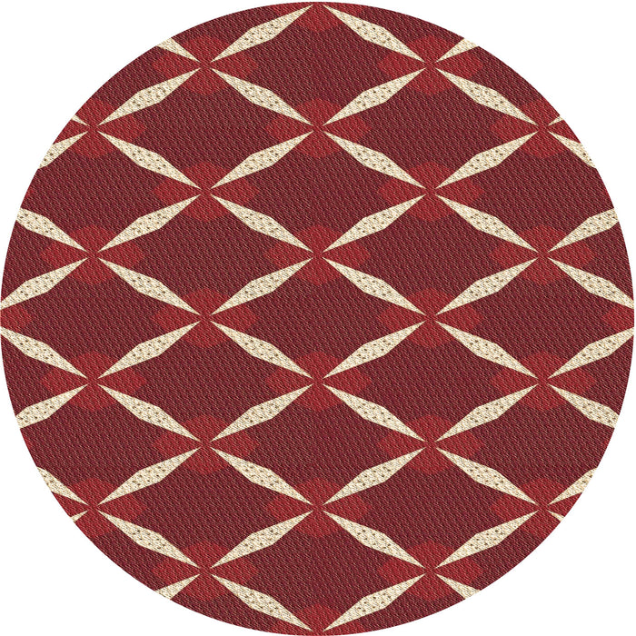 Square Patterned Red Rug, pat736brn