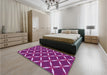 Patterned Medium Violet Red Pink Rug in a Bedroom, pat736pur