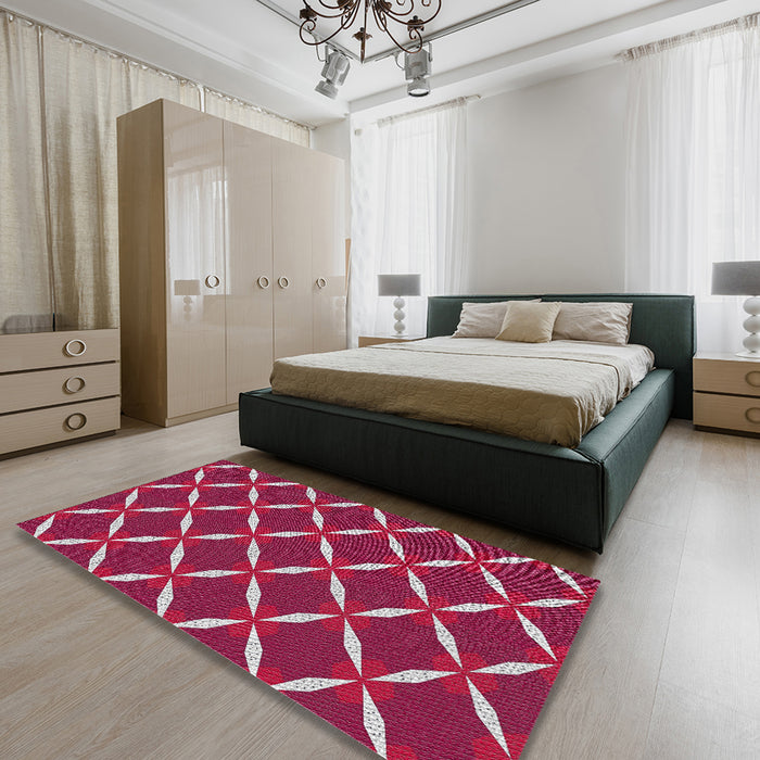 Patterned Pink Novelty Rug in a Bedroom, pat736
