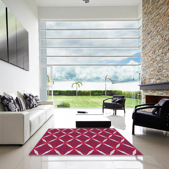 Square Machine Washable Transitional Pink Rug in a Living Room, wshpat736