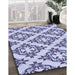 Patterned Blue Rug in Family Room, pat737blu