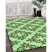 Patterned Light Green Rug in Family Room, pat737grn