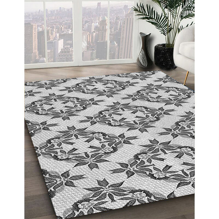 Patterned Gray Rug in Family Room, pat737gry