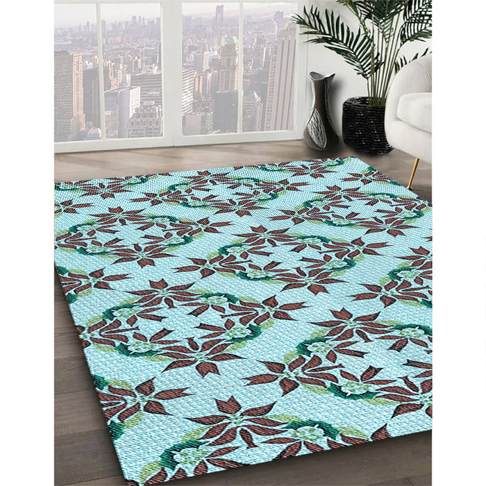Patterned Blue Rug in Family Room, pat737lblu