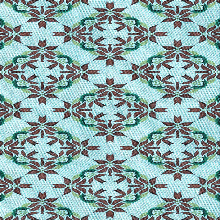 Round Patterned Blue Rug, pat737lblu