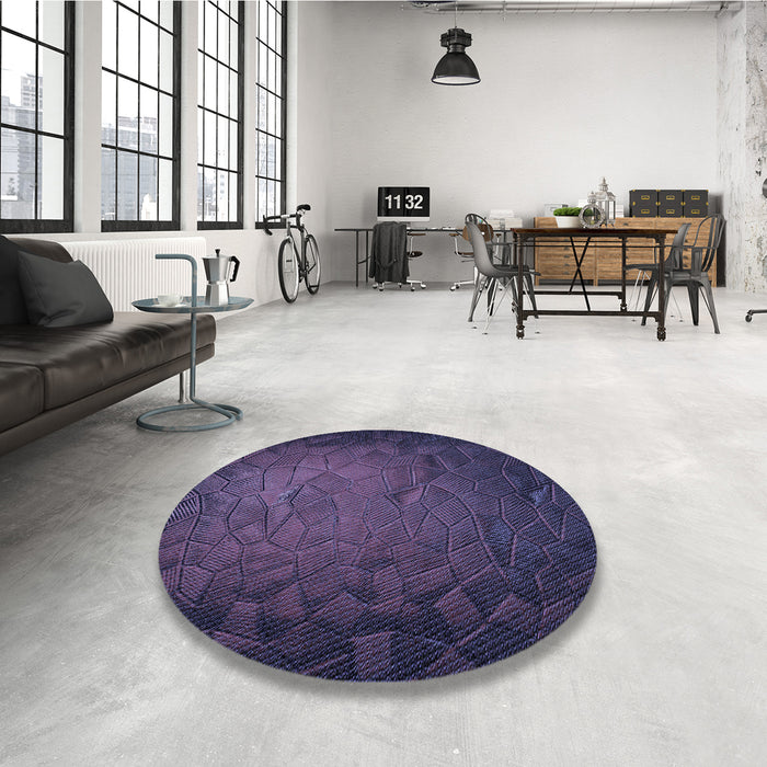 Round Patterned Slate Blue Rug in a Office, pat738blu