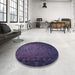 Round Patterned Slate Blue Rug in a Office, pat738blu
