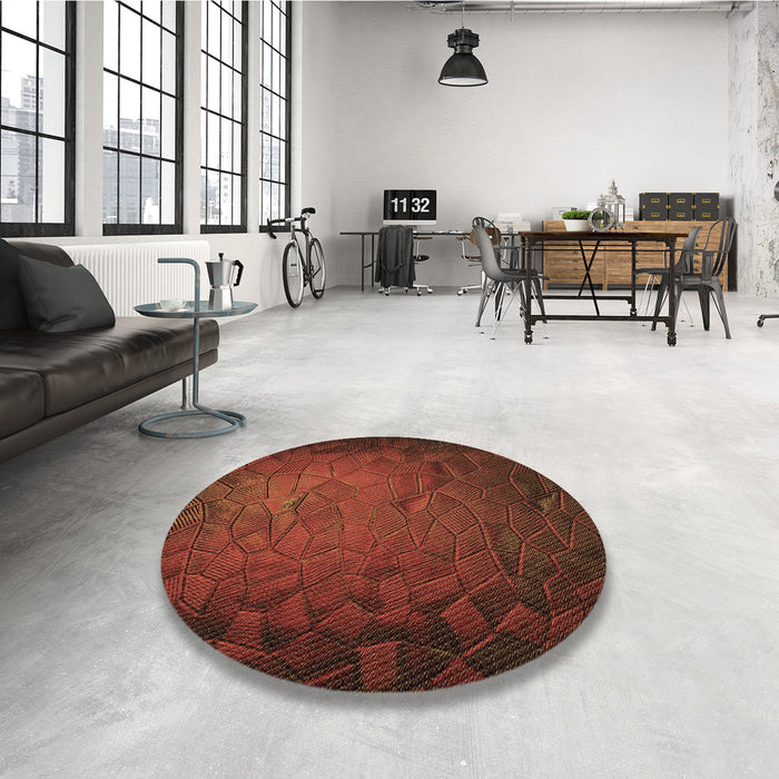 Round Patterned Mahogany Brown Rug in a Office, pat738brn