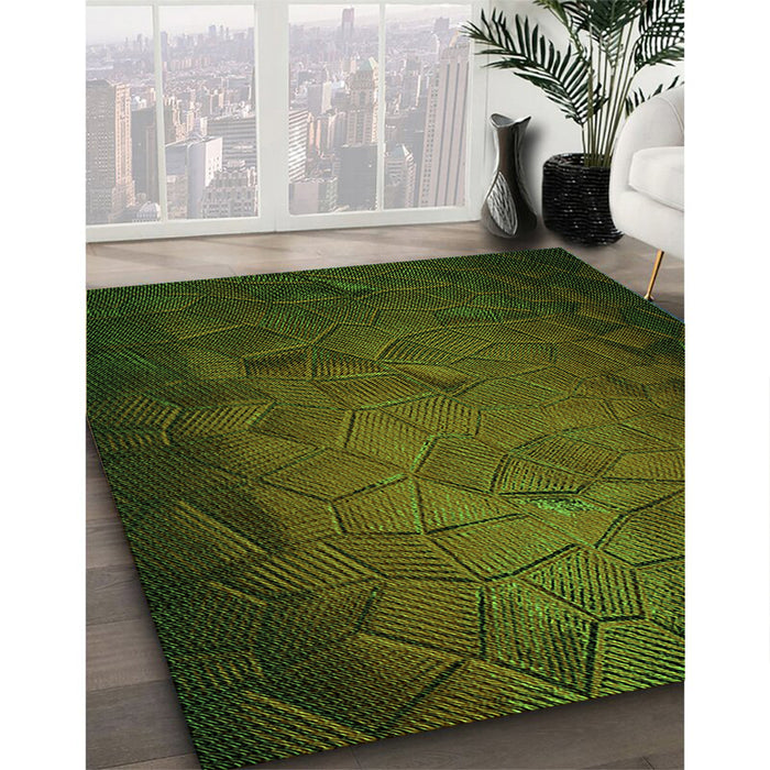 Patterned Dark Forest Green Rug in Family Room, pat738grn