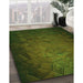 Patterned Dark Forest Green Rug in Family Room, pat738grn