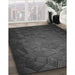 Patterned Charcoal Black Rug in Family Room, pat738gry