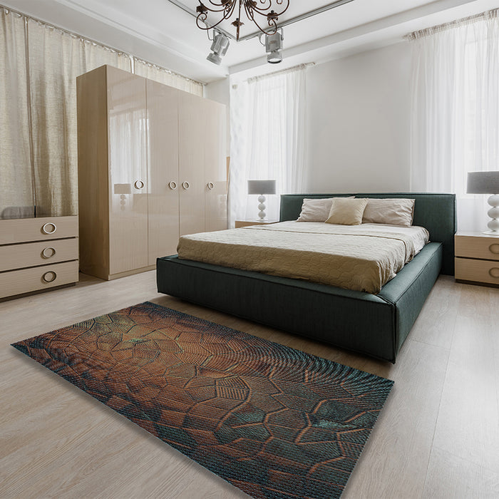 Patterned Red Rug in a Bedroom, pat738lblu