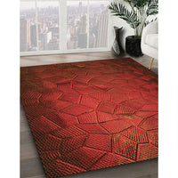Patterned Tomato Red Rug, pat738org