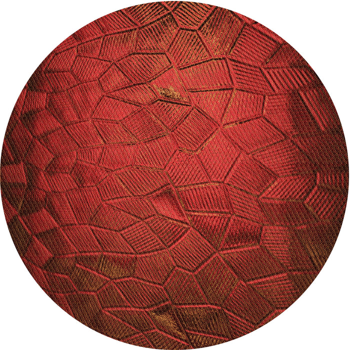 Square Patterned Tomato Red Rug, pat738org