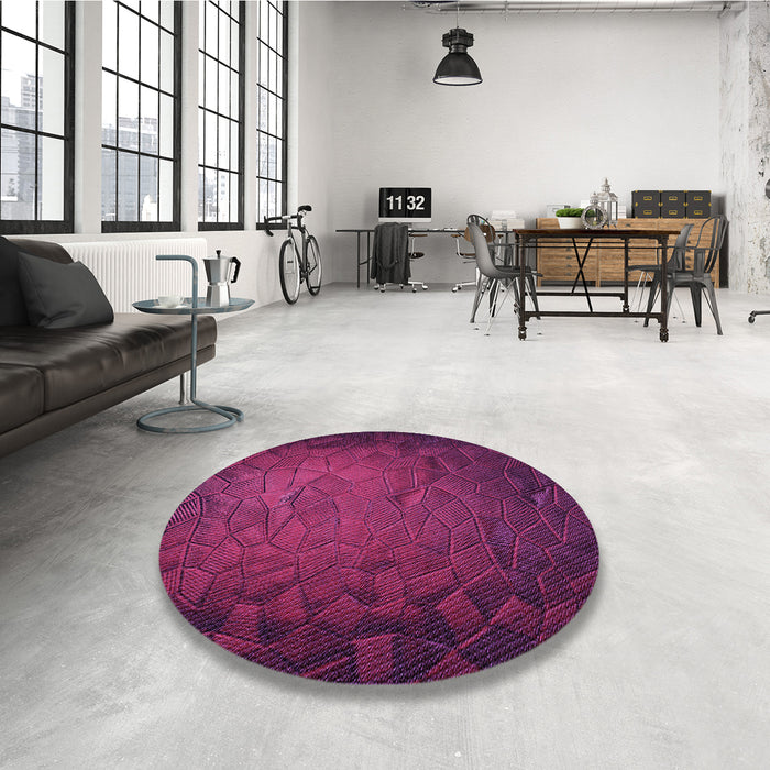 Round Patterned Medium Violet Red Pink Rug in a Office, pat738pur
