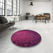 Round Patterned Medium Violet Red Pink Rug in a Office, pat738pur