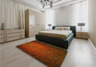 Patterned Mahogany Brown Rug in a Bedroom, pat738yw