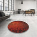 Round Machine Washable Transitional Crimson Red Rug in a Office, wshpat738