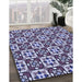 Patterned Blue Rug in Family Room, pat739blu