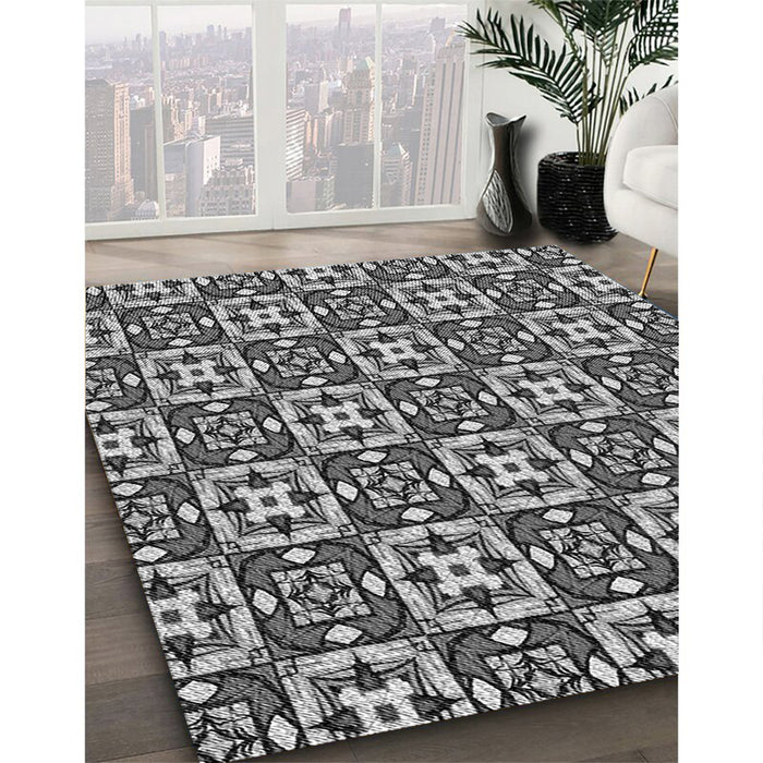 Patterned Cloud Gray Rug in Family Room, pat739gry