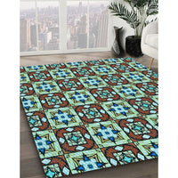 Patterned Blue Green Rug, pat739lblu