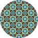 Square Patterned Blue Green Rug, pat739lblu