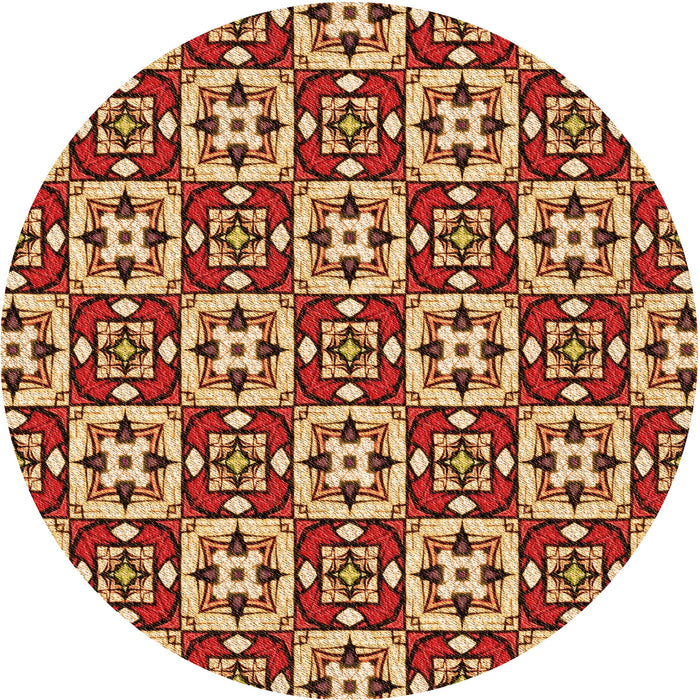 Square Patterned Yellow Orange Rug, pat739org