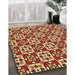 Patterned Yellow Orange Rug in Family Room, pat739org