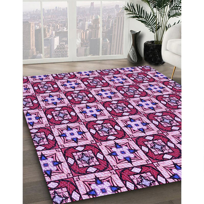 Patterned Pastel Purple Pink Rug in Family Room, pat739pur