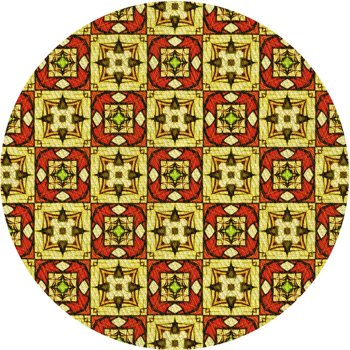 Square Patterned Saffron Red Rug, pat739yw