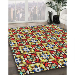 Patterned Red Novelty Rug in Family Room, pat739