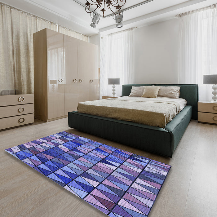 Machine Washable Transitional Purple Mimosa Purple Rug in a Family Room, wshpat74blu