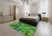 Patterned Army Green Rug in Family Room, pat74grn