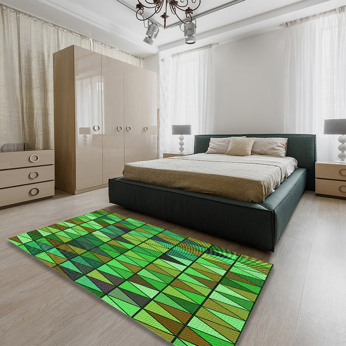 Patterned Army Green Rug in Family Room, pat74grn