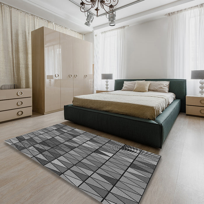 Patterned Gunmetal Gray Rug in a Bedroom, pat74gry