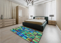 Patterned Lime Mint Green Rug, pat74lblu