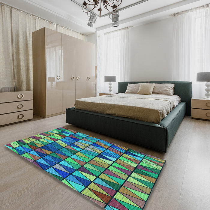 Patterned Lime Mint Green Rug in Family Room, pat74lblu
