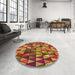 Patterned Orange Gold Rug in a Kitchen, pat74org