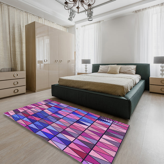 Machine Washable Transitional Dark Magenta Purple Rug in a Family Room, wshpat74pur