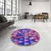 Patterned Dark Magenta Purple Rug in a Kitchen, pat74pur